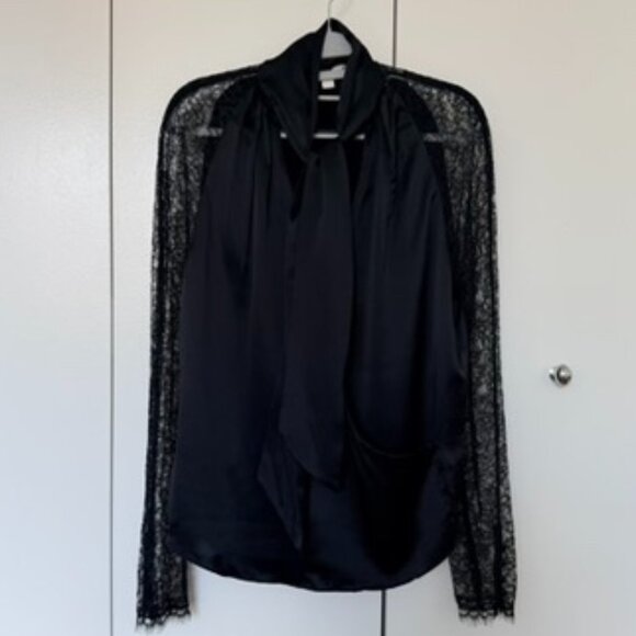 Jonathan Simkhai Silk tie-around and Lace sleeve blouse - New without Tags - Picture 1 of 6